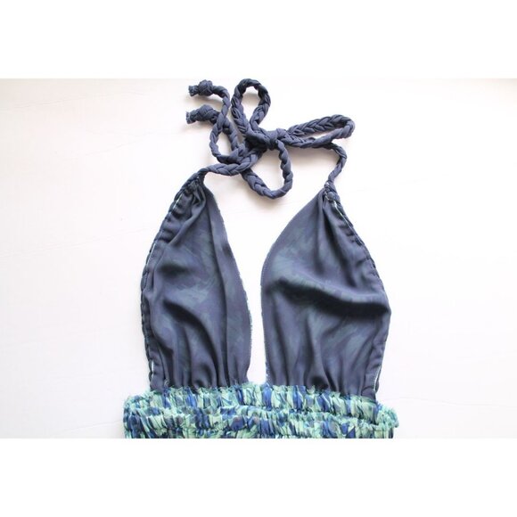 LoveShackFancy Braided Love Maxi Silk Dress Blue Size 0 - Picture 5 of 7